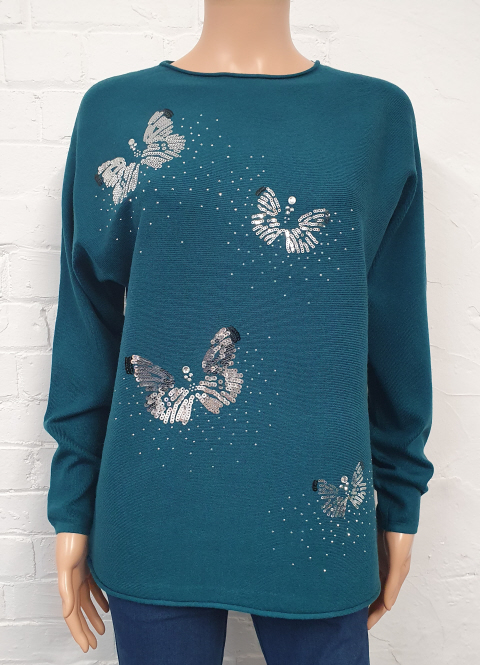 Mudflower Butterfly Sequin Jumper